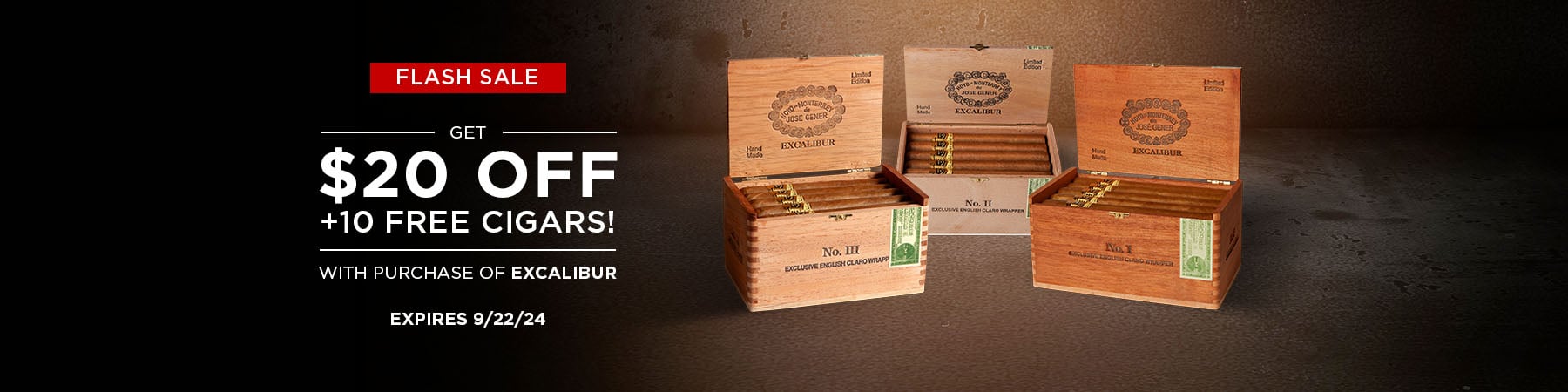 Excalibur - $20 Off + 10 Free Cigars