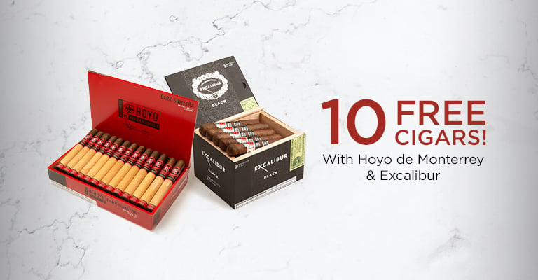 10 cigars Free with Hoyo de Monterrey & Excalibur